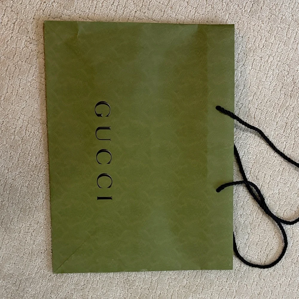 Designer Gucci Shopping Bag Set - Green Leather-Look Tote
